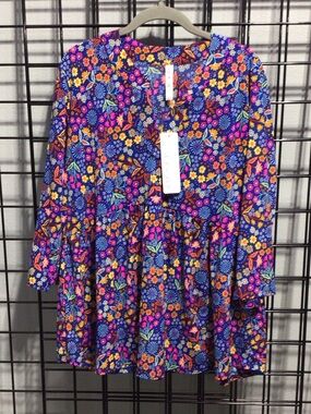 Floral Tiered Tunic Top in Purple